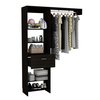 Tuhome Manchester 150 Closet System, Metal Rod, Five Open Shelves, One Drawer, Black CLW6723